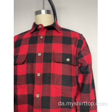 Sort rød uld blandet plaid shirt